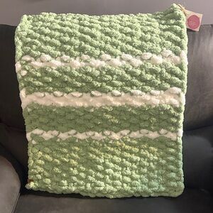 Green and White Textured Baby Blanket
